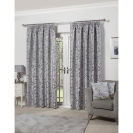 Duchess – Lined Pencil Pleat Jacquard Curtains in Silver