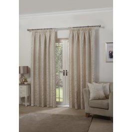 Duchess – Lined Pencil Pleat Jacquard Curtains in Cream