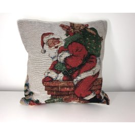 Christmas Cushion Cover Tapestry, 43 x 43cm - Santa Chimney
