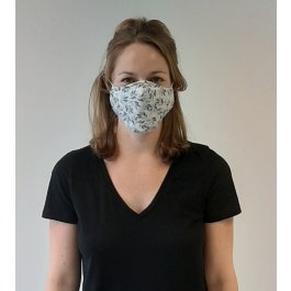 Jessica Graaf 100% Cotton Reusable Face Mask Triple Layered, Adult, Blue Leaf