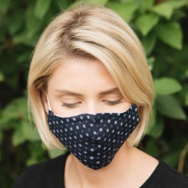 Jessica Graaf 100% Cotton Reusable Face Mask Triple Layered, Adult, Navy Spot
