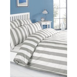 Grey and White Stripe Duvet Covers Set, 100% Cotton