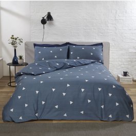 Geometric Triangles Duvet Cover Set - 100% Cotton 200 Thread Count - Navy