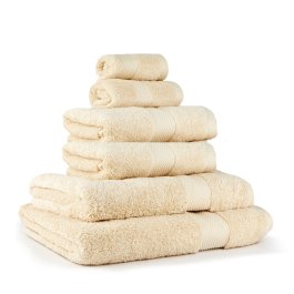 6 Piece Towel Bundle 100% Cotton 640 GSM - Cream