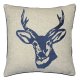 Catherine Lansfield Home Stags Head Embroidered Cushion Cover, Blue