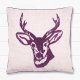 Catherine Lansfield Home Stags Head Embroidered Cushion Cover, Mulberry