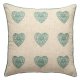 Catherine Lansfield Vintage Hearts Cushion Cover, Duck Egg