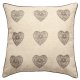 Catherine Lansfield Vintage Hearts Cushion Cover, Silver