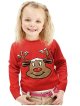 Kids Christmas Jumper, Smiling Reindeer, Boys & Girls, Red