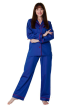 Blue Women's Cotton Pyjamas with Red Piping