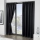 Blackout Lined Pencil Pleat Thermal Curtains, Black
